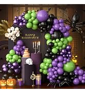 OuMuaMua Halloween Balloon Garland Arch Kit, 116PCS Green Purple Black Balloons Metallic Purple B...