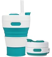 UNNESTAR Collapsible Camping Cup with Straw Silicone Folding Coffee Cup Sport Bottle Portable Tra...