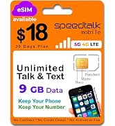 SpeedTalk Mobile Prepaid Wireless Plan for Smart Phones & Cellphones - BYOD - Unlimited Talk, Tex...