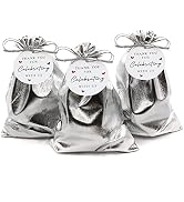 BEAVOING Pack of 50 3.54"x 4.72" Heavy Duty Silver Drawstring Organza Jewelry Pouches Wedding Par...