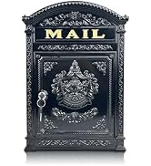 Linton Arts Vintage Mailboxes for Outside, Large Cast Aluminum Locking Mailbox, Weatherproof Meta...