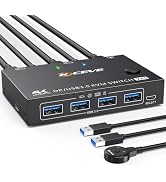 KCEVE KVM Switch 2 Computers 1 Monitor Displayport, USB 3.0 KVM Switch Displayport 4K@144Hz for 2...