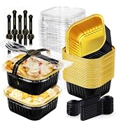Square Mini Cake Pans with Lids, Aluminum Foil, Black Gold, ZOXILEN | 5oz Disposable Mini Baking ...
