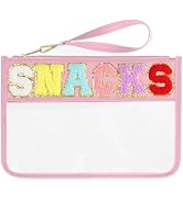 Snack Bags Pouch Travel Makeup Bag Chenille Letter Patch - Waterproof Nylon Clear Cosmetic Bag/To...
