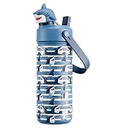Kids Water Bottle for School: 2-in-1 Straw Spout Lid with Soft Animal Head, Leakproof