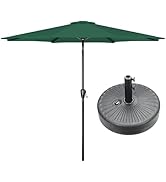 HealSmart 9' Patio Table Umbrella with Button Tilt, 8 Sturdy Ribs, 50lbs Base Stand Included, for...