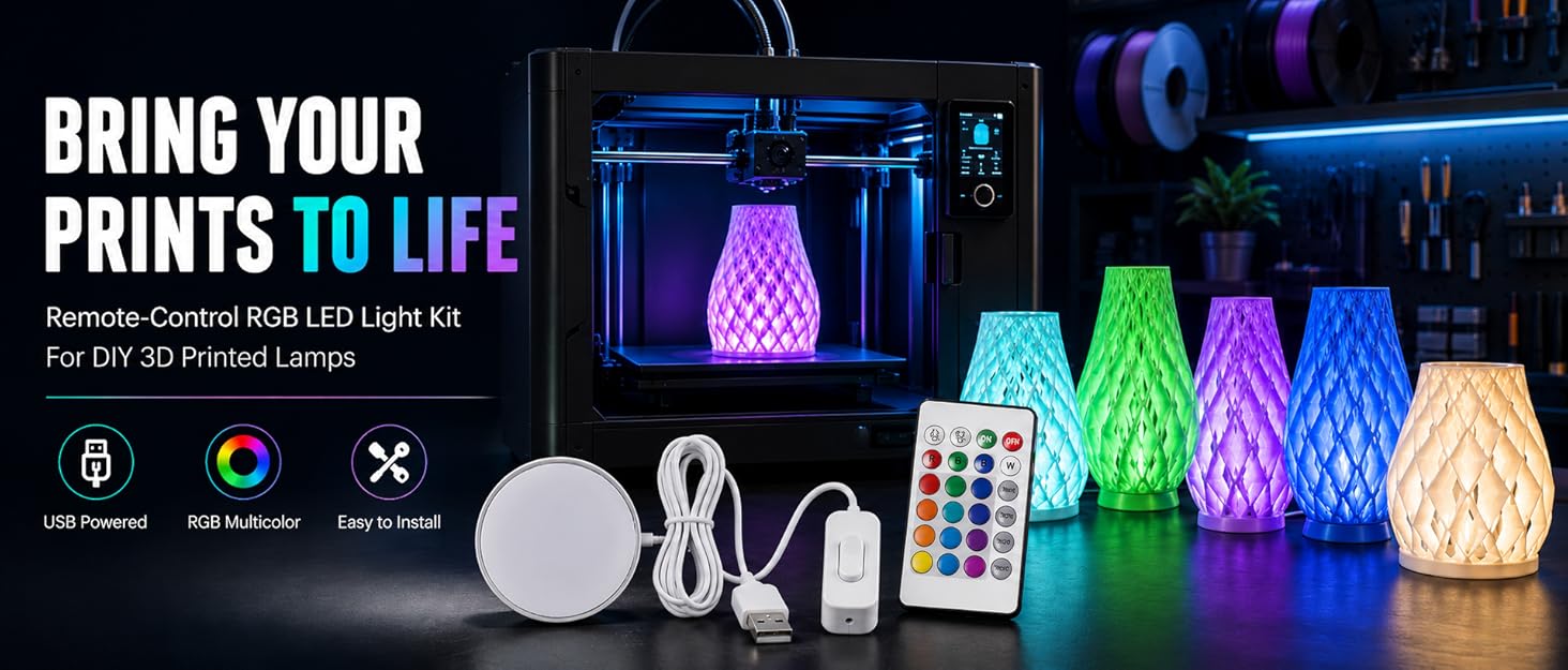 Remote Control RGB LED Lamp Kit 001 for Bambu Lab
