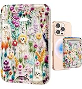 Shorogyt Phone Wallets Compatible with Magsafe Wallet Magnetic Card Holder - Skull Flower Pattern...