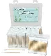 Meanhoo Bamboo Cotton Swabs 1000 Count in Storage Box, Double-Tipped Organic Cotton Buds with Dur...