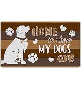 Tailus Home is Where My Dogs are Decorative Front Door Mat, Paw Prints Heart Welcome Doormat Indo...