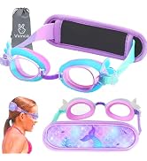 Vvinca Kids Swim Goggles with Fabric Strap No Tangle Pain-Free, Anti-Fog Swimming Pool Goggle No ...