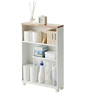 YAMAZAKI Home Slim Rolling Storage Cart – Narrow Bathroom Storage Cabinet with Handle, Slim Bathr...