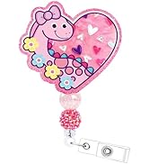 Valentines Day Badge Reel Retractable - Cosmisun Heart Dinosaur Badge Holder with Alligator Clip ...