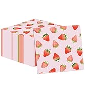 50 Pcs Strawberry Napkins 13 x 13 Inches, Strawberry Birthday Paper Napkins Fruit Theme Disposabl...