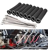 8Pcs Spark Plug Wire Boots Protector Sleeve Heat Shield Cover with 16Pcs Stainless Steel Wire Tie...
