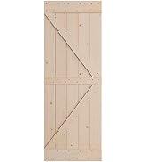 SmartStandard 30in x 84in Sliding Barn Wood Door Pre-Drilled Ready to Assemble, DIY Unfinished So...