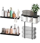 Vanloory Floating Shelves Over Toilet, Wall Mounted Bathroom Organizer Shelf with Storage Basket ...