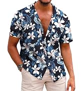 COOFANDY Mens Hawaiian Shirts Short Sleeve Casual Button Down Tropical Beach Shirt