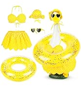 HQGROCERY Bikini Porch Goose Outfits, Hawaiian Goose Outfit with Hat Sunglasses and Swimming Tube...