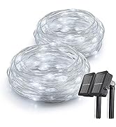 Beewin Upgraded Solar Christmas Lights, 2Pack 33Ft 100Led Solar Lights Outdoor String, Waterproof...