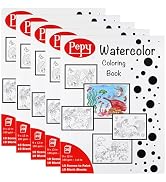 Pepy Watercolor Coloring Books 20 Sheets Total with 10 Plain and 10 Pre-Printed Design Sheets; 9 ...