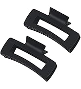 Black Hair Claw Clips for Women Girls, Large 4.2" Matte Rectangle Nonslip Jaw Clips for Thick and...