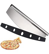 Pizza Cutter Rocker 14 inch Sharp Stainless Steel Slicer Knife with Protective Blade Cover for Ki...