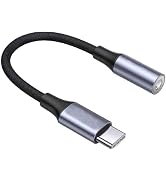 WsjiaboFux Black USB-C to 3.5mm Aux Adapter, High-Fidelity Sound, Aluminum Alloy Connectors, Nylo...