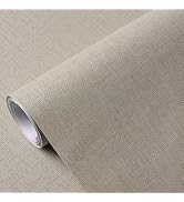 practicalWs Cream Contact Paper 11.8 inch ×78.7 inch Grasscloth Texture Peel and Stick Wallpaper ...