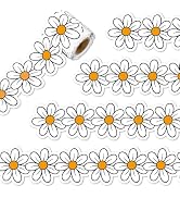 Whaline 32.8 Ft Retro Daisy Flower Bulletin Board Border White Yellow Groovy Daisy Floral Die-Cut...
