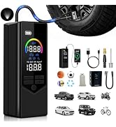 Tire Inflator Portable Air Compressor, 7500mAh Cordless Air Pump for Car Tires, Bike Pump with Co...