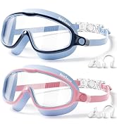 LEEIGGT 2 Pack Kids Swim Goggles, Anti-Fog UV Protection Swimming Goggles for Boys Girls Age 3-14...