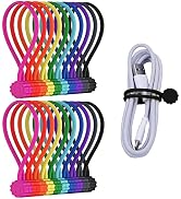 Rich&Ray 10C-20Pack Magnetic Reusable Silicone Cable Ties, Phone Cord Holder, Magnetic Cable Ties...