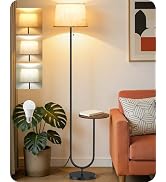 GOEBLESON Floor Lamp with Side Table, Standing Lamp for Living Room with Tray, Pull-Chain Switch,...