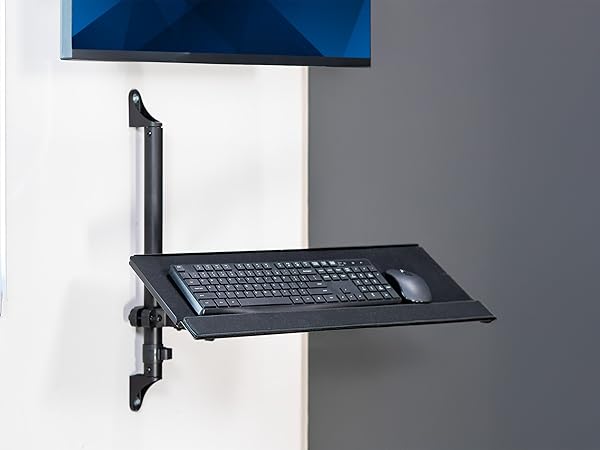 wall keyboard tray, adjustable keyboard mount, ergonomic typing, space saving desk accessory