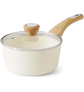 SENSARTE Ceramic Nonstick Sauce Pan with Lid, 1.5 Quart Small Saucepan, White Cooking Pot with St...