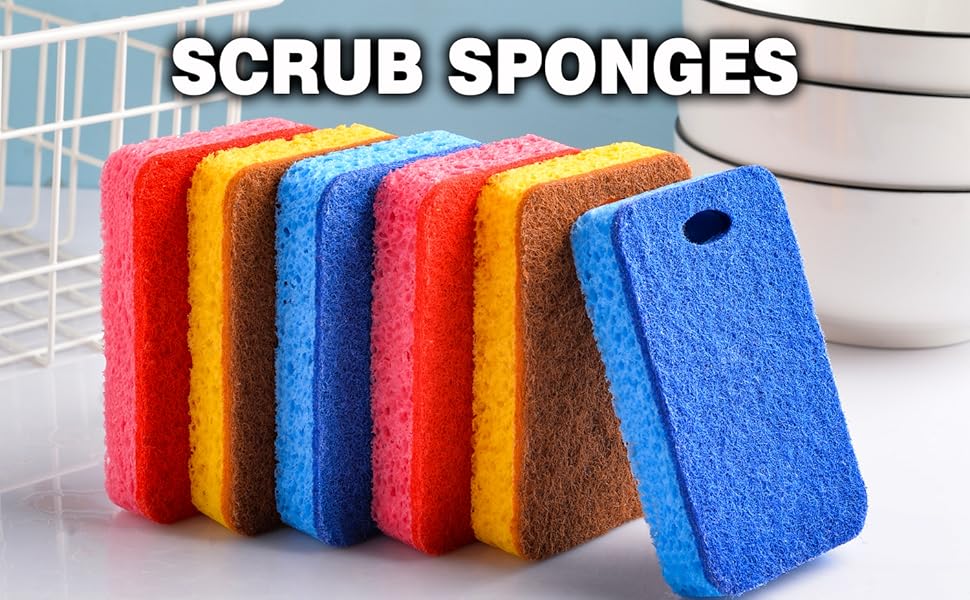 Compressed Cellulose Sponges Non-Scratch Natural Sponge Cleaning Scrub Sponge