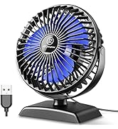 JZCreater Desk Fan, USB Fan for Desk, Strong Airflow, 360° Rotation Desktop Cooling Personal Fan,...