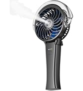 KIBEE Portable Misting Fan - 4000mAh Rechargeable, 50ml Water Tank, Foldable 180° Handheld with M...