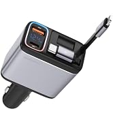 Retractable Car Charger with Dual Retractable Charging Cables, 147W 4 in 1 Fast Car Phone Charger...