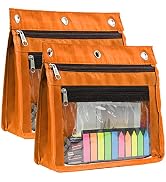 Yoeejob 1inch Expandable Pencil Pouch for 3 Ring Binder, 2 Pack Large Capacity Pencil Pouch with ...