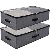 AMJ Under Bed Cloth Storage Basket 2 Set with Durable Handle & Clear Window, 29.5 x 15.6 x 7", Da...