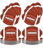 QIYANPAX 100 Pieces Football Plates Football Shaped Disposable Paper Plates Football Party Suppli...