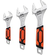 HORUSDY 3-piece Adjustable Wrench Set, 6-Inch 8-Inch & 10-Inch, Metric & SAE Scales, Extra-Wide J...
