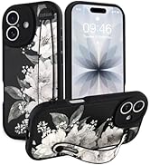 Jefonha Compatible with iPhone 17 Case with Strap, Cute Aesthetic Floral Flowers Phone Case with ...