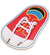 Wooden Threading Shoes Training Board, Learn to Tie Laces, Wooden Learn to Tie Your Own Shoes Thr...