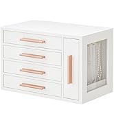 HOOBRO Jewelry Box for Women, Wooden Jewelry Organizer with Transparent Window, 4-Layer Jewelry O...