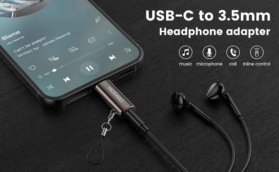 USB type C with 3.5 mm female headphones jack adapter