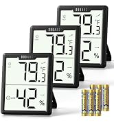 DOQAUS 3 Pieces Indoor Hygrometer Thermometer, Humidity Temperature Gauge with Large LCD Display