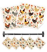 Nyixblyre Swedish Dishcloths for Kitchen, 5 Pack Funny Chicken Reusable Paper Towels with 3 Hooks...